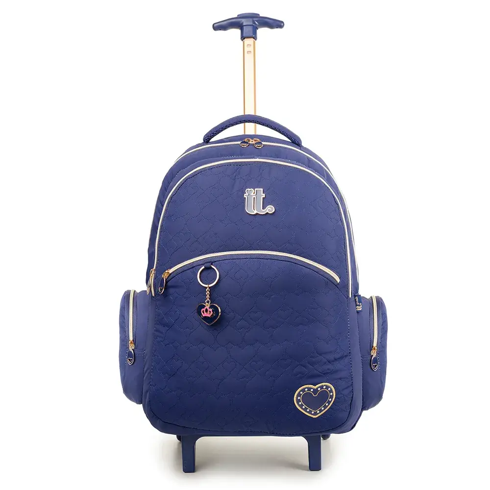 Mochila Escolar Feminina It Girls com Rodinha Azul