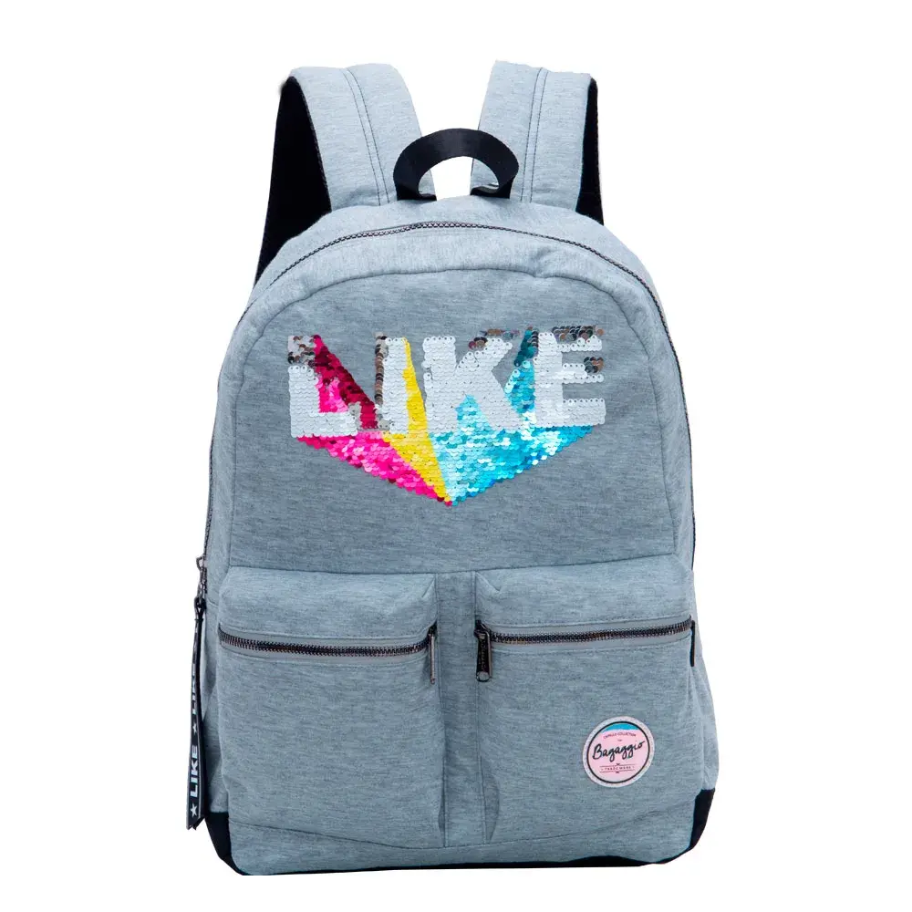 Mochila Infantil Feminina Moletom Like Cinza