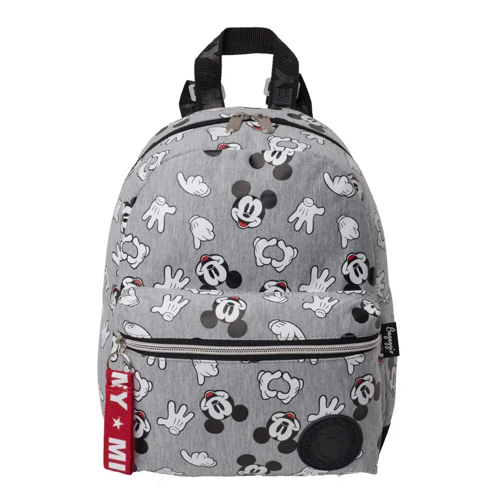 Mochila Escolar Masculina Mickey Faces Cinza — imagem 1