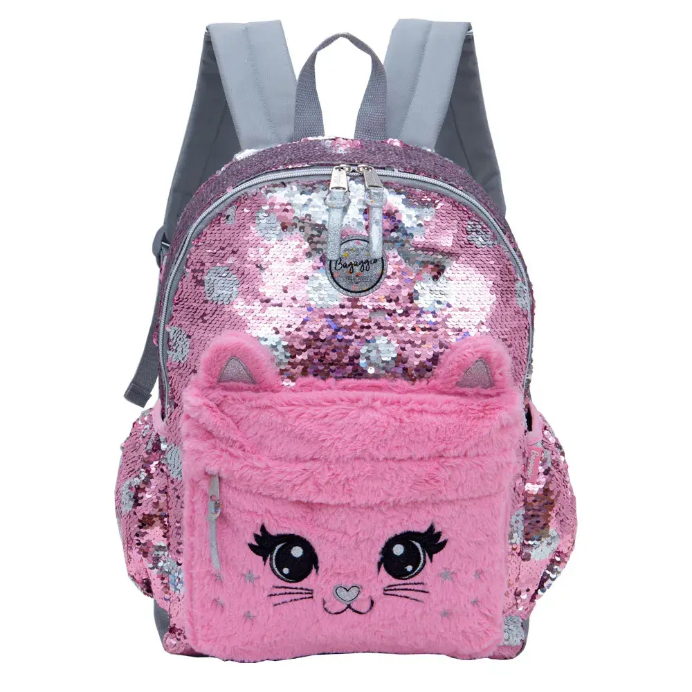 Mochila Escolar Feminina Gatinho Rosa