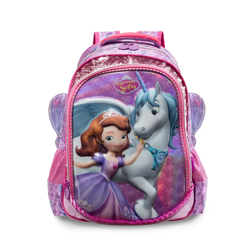 Mochila Escolar Feminina Disney Princesa Sofia Lilás