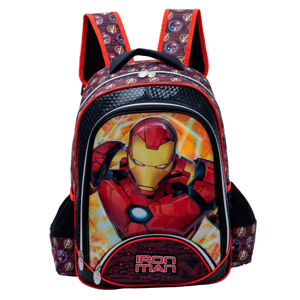 Mochila Escolar Masculina Homem de Ferro Preta