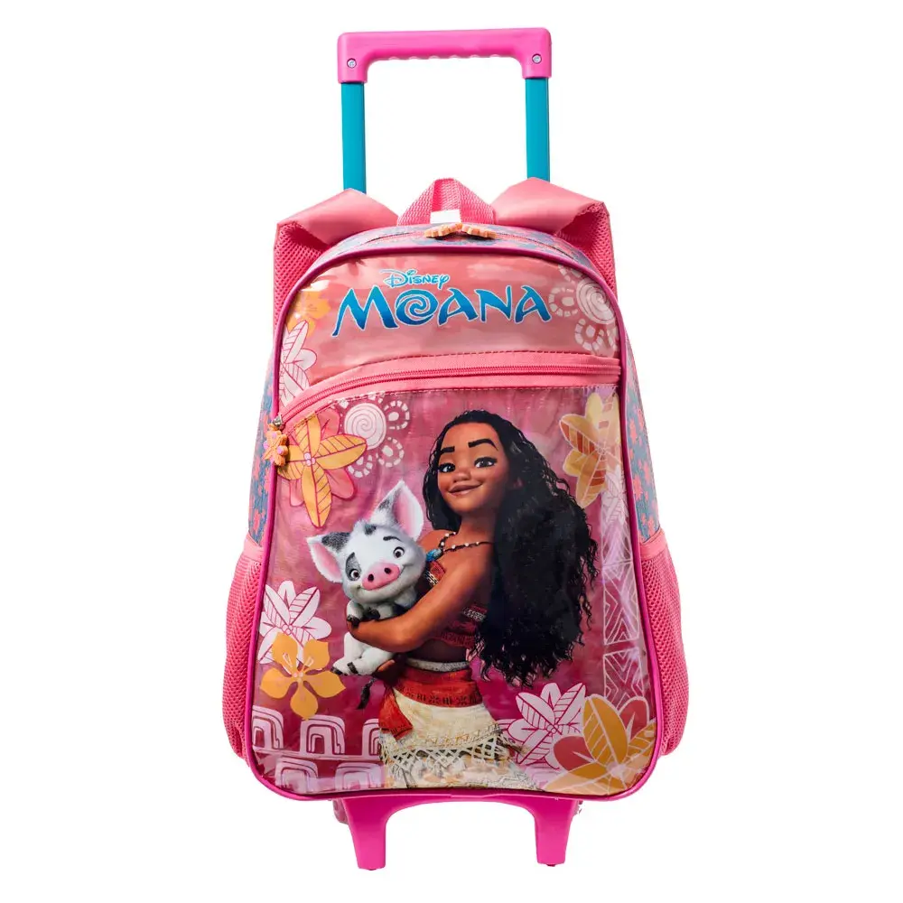 Mochila Escolar Feminina Disney Moana com Rodinha Vermelha