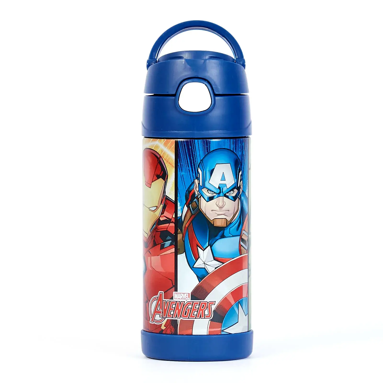Garrafa Térmica Escolar 320ml Vingadores Tampa Vácuo Azul