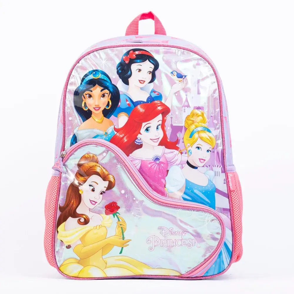 Mochila Escolar Feminina Disney Princesas Lilás