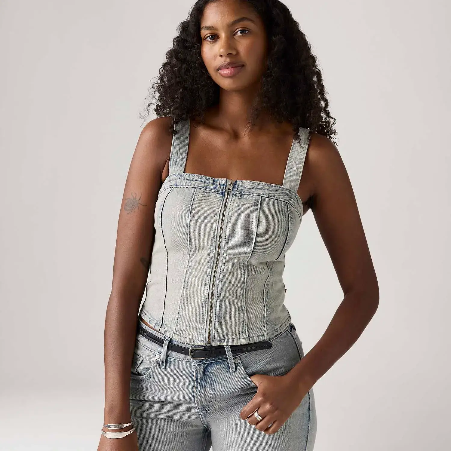 Blusa Corset Jeans Levi's® Sculpted Cinza