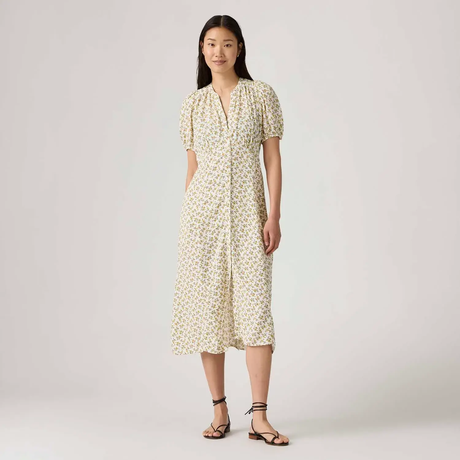 Vestido Levi's® Rosa Midi Floral Amarelo