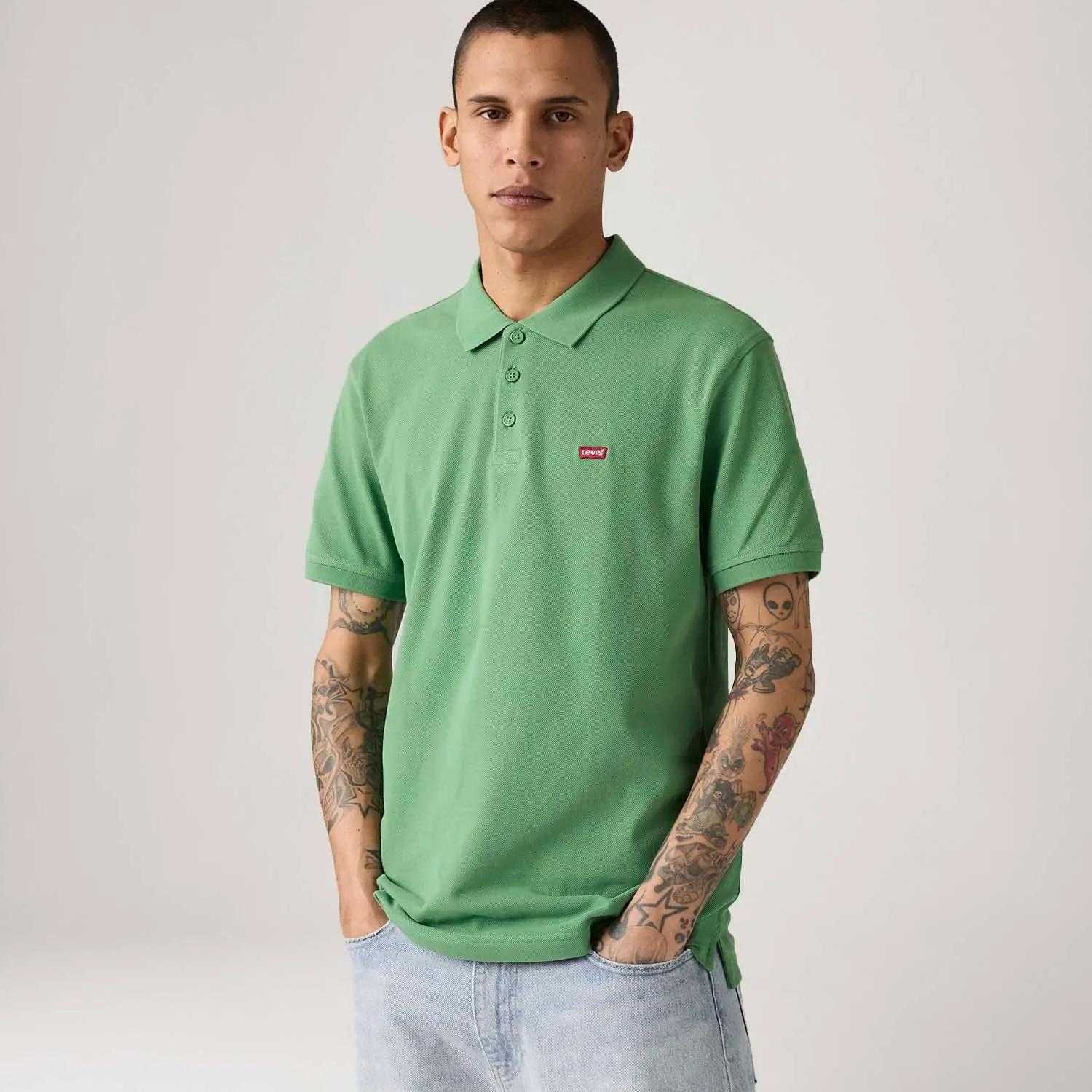 Polo Levi's® Housemark Verde Manga Curta — imagem 1