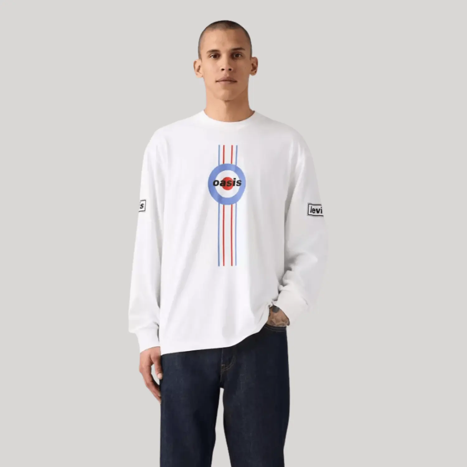 Camiseta LEVI'S® Band Tee Branca Manga Longa | Collab Oasis