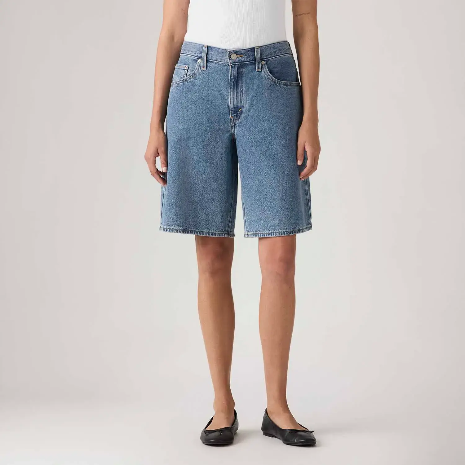 Bermuda Jorts Jeans Levi's® Baggy Dad Lavagem Média