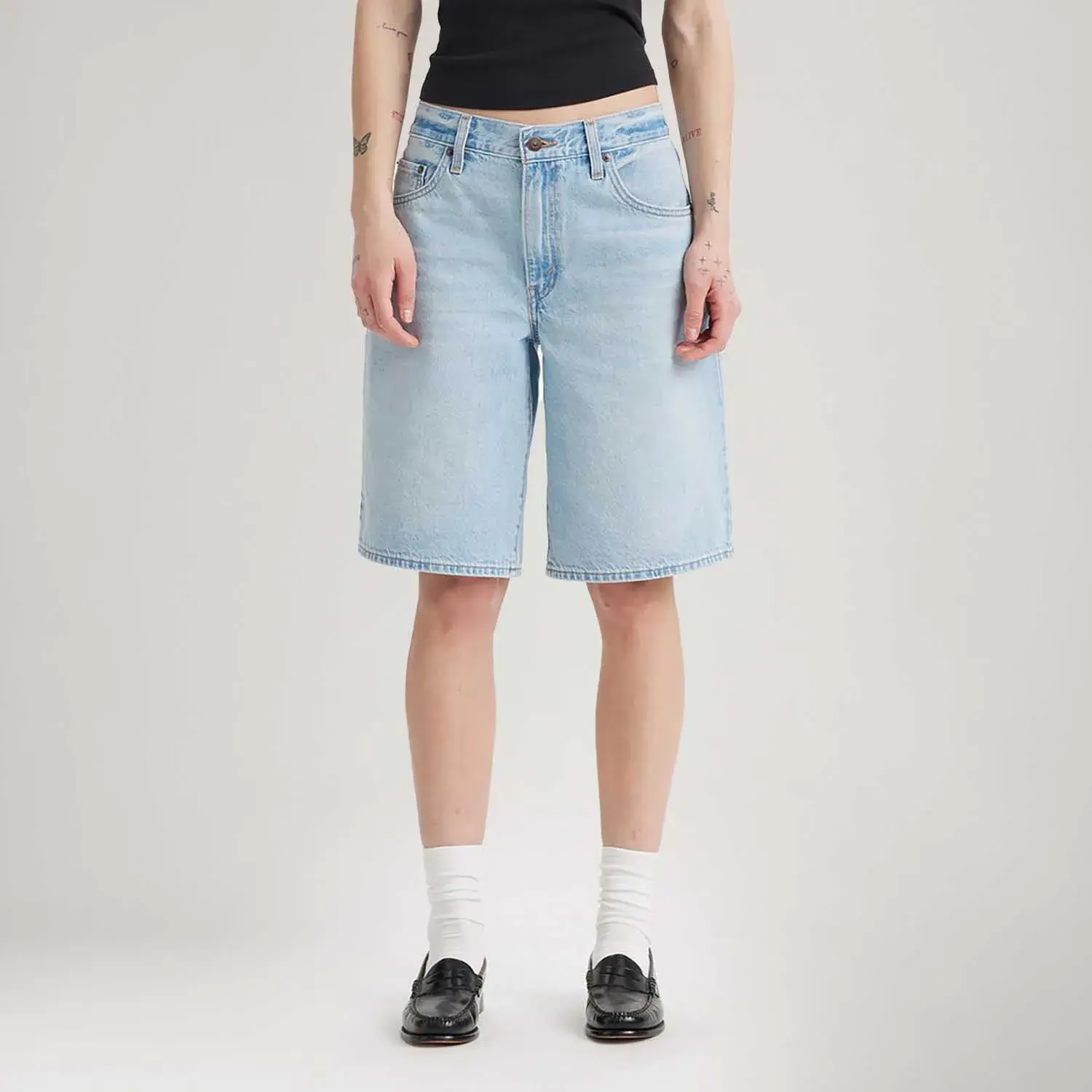 Bermuda Jort Jeans Levi's® Baggy Dad Lavagem Clara
