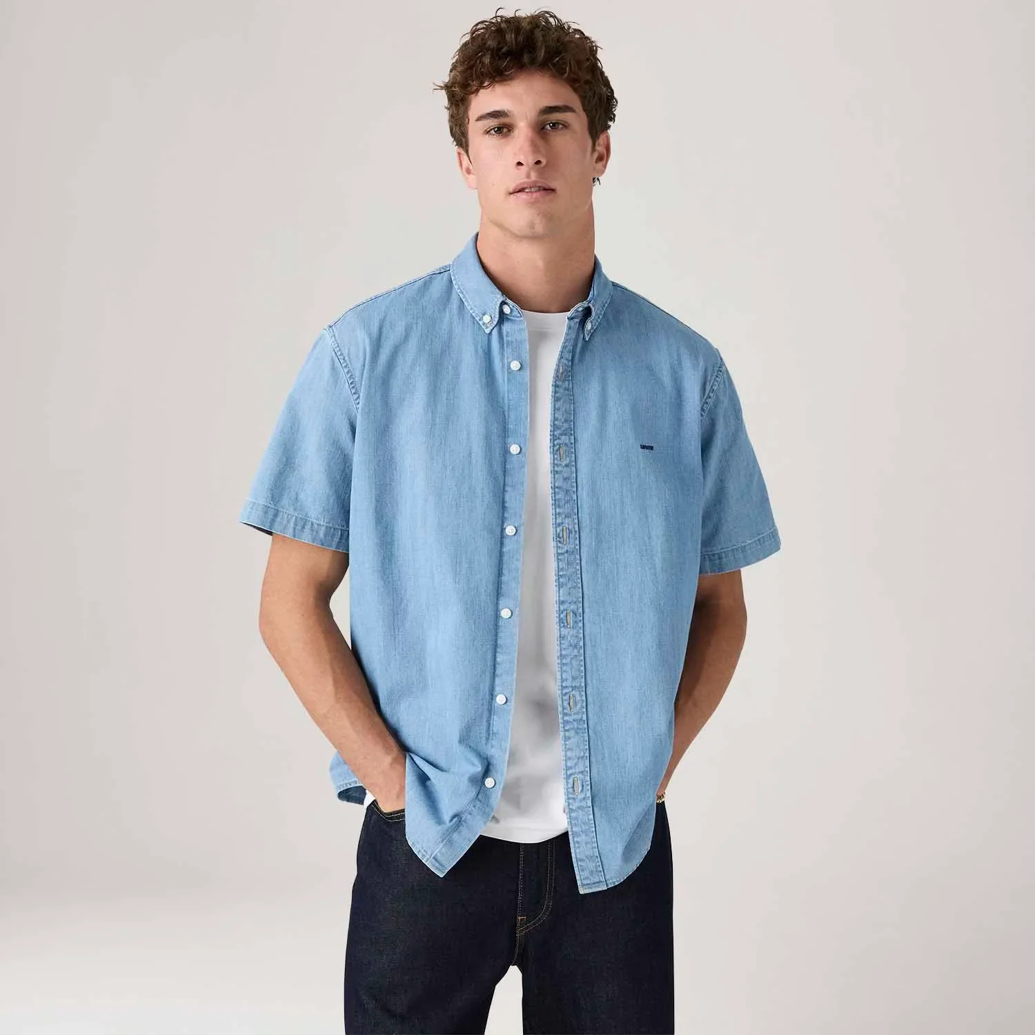 Camisa Levi's® Authentic Button Down Azul Claro Manga Curta — imagem 1