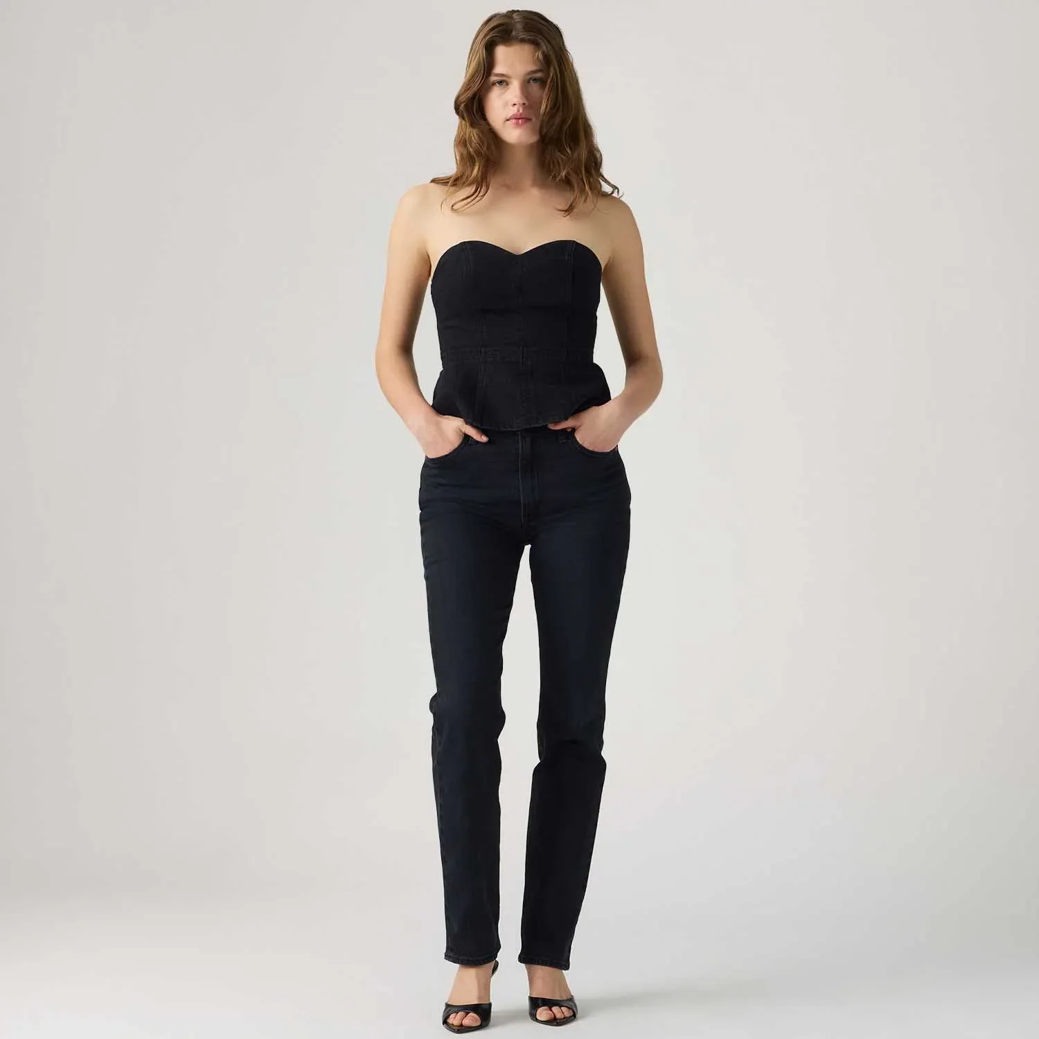 Calça Jeans Levi's® Ribcage Slim Preta — imagem 1
