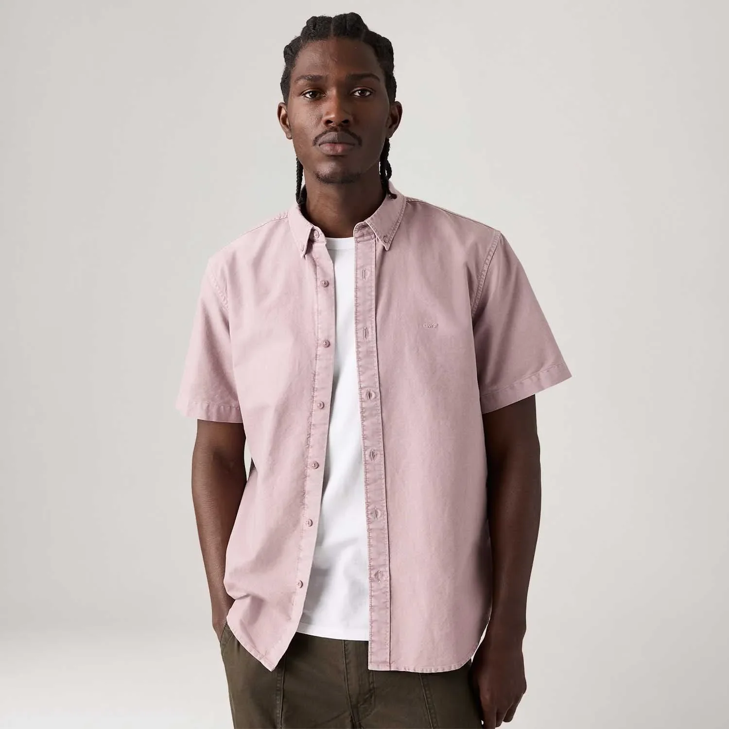 Camisa Levi's® Authentic Button Down Rosa Claro Manga Curta — imagem 1
