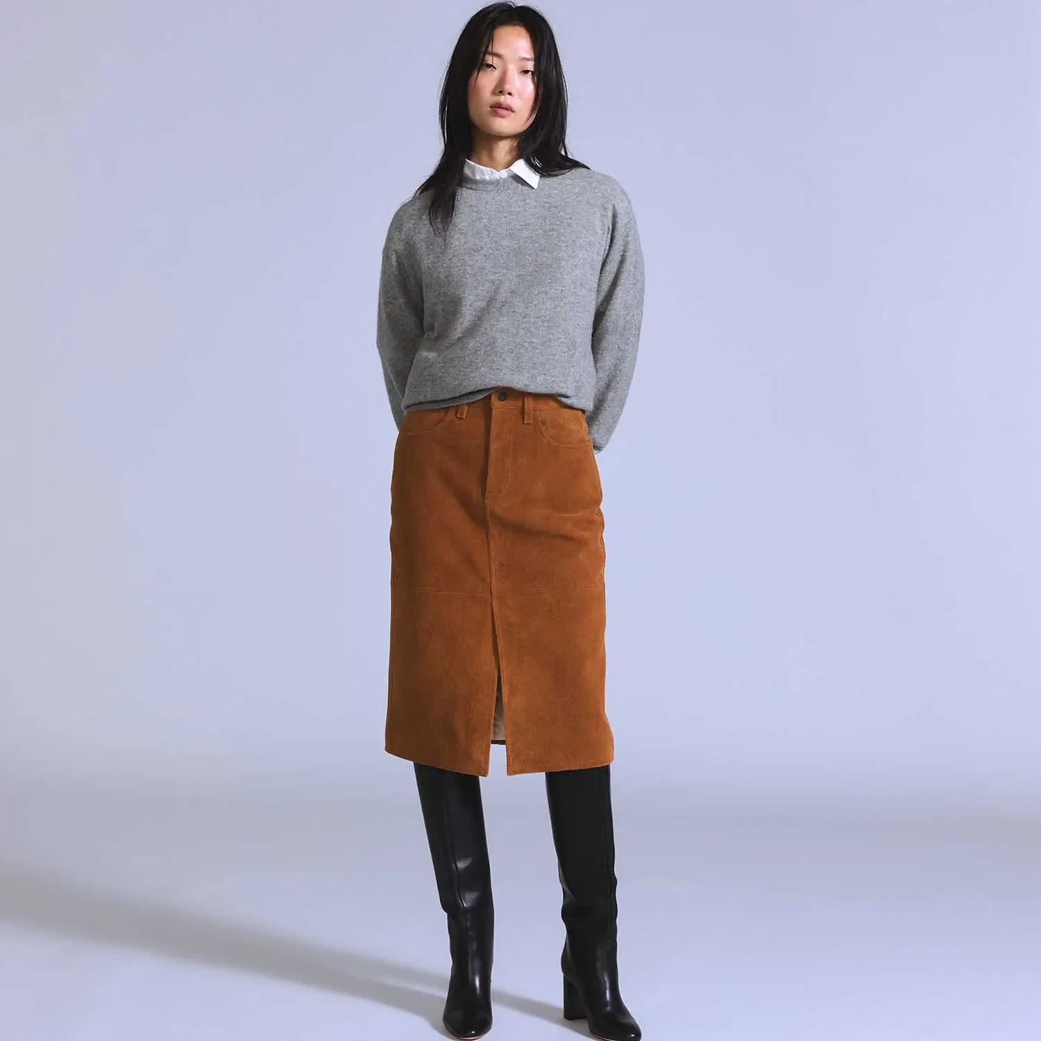 Saia Levi's® Blue Tab Suede Pencil Marrom — imagem 1