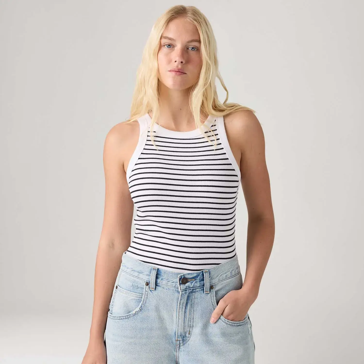 Regata Levi's® Essential Racer Tank Listrada Branca