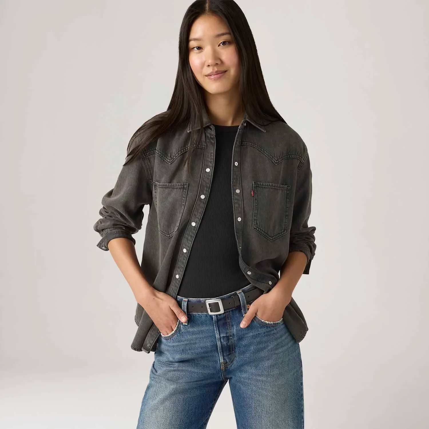 Camisa Jeans Levi's® Teodora Western Preta — imagem 1