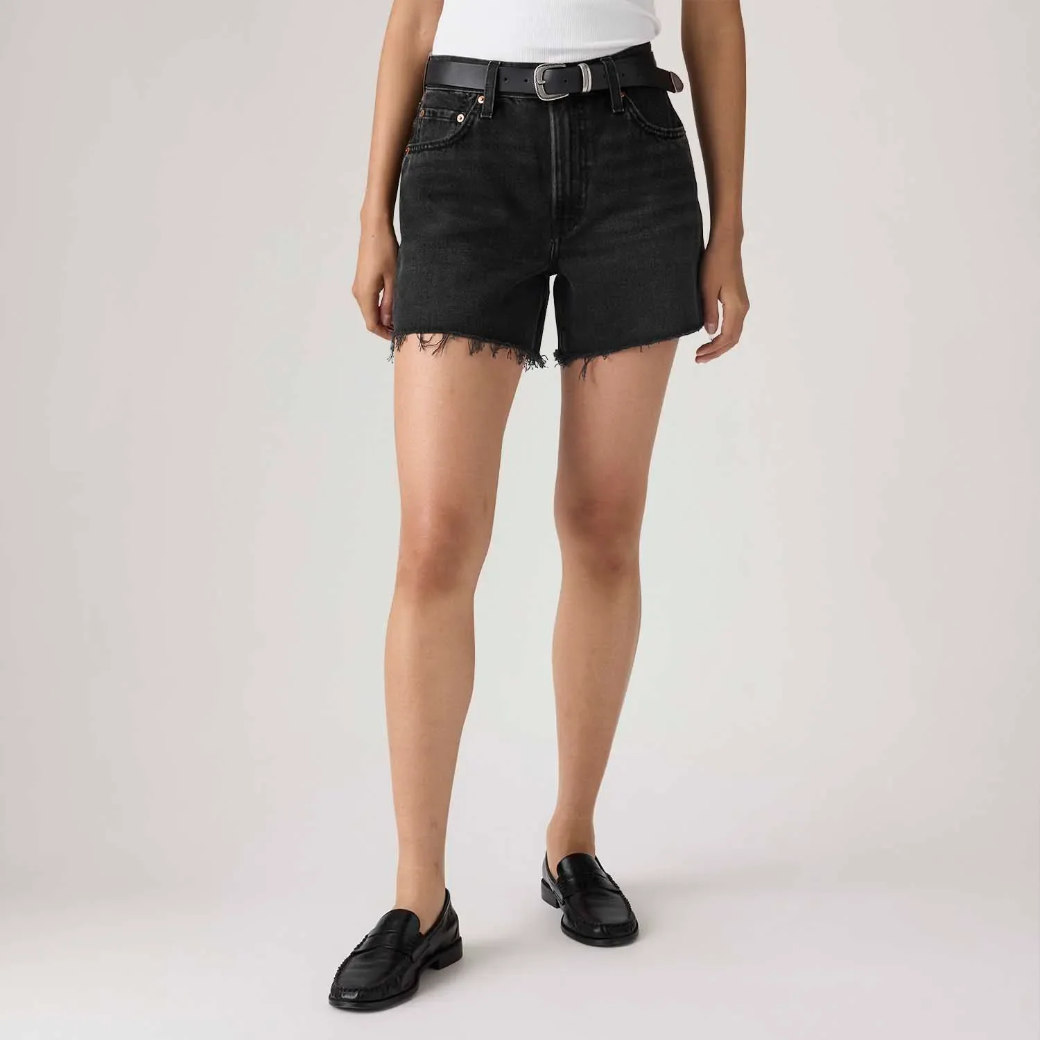 Shorts Jeans Levi's® Ribcage Preto — imagem 1
