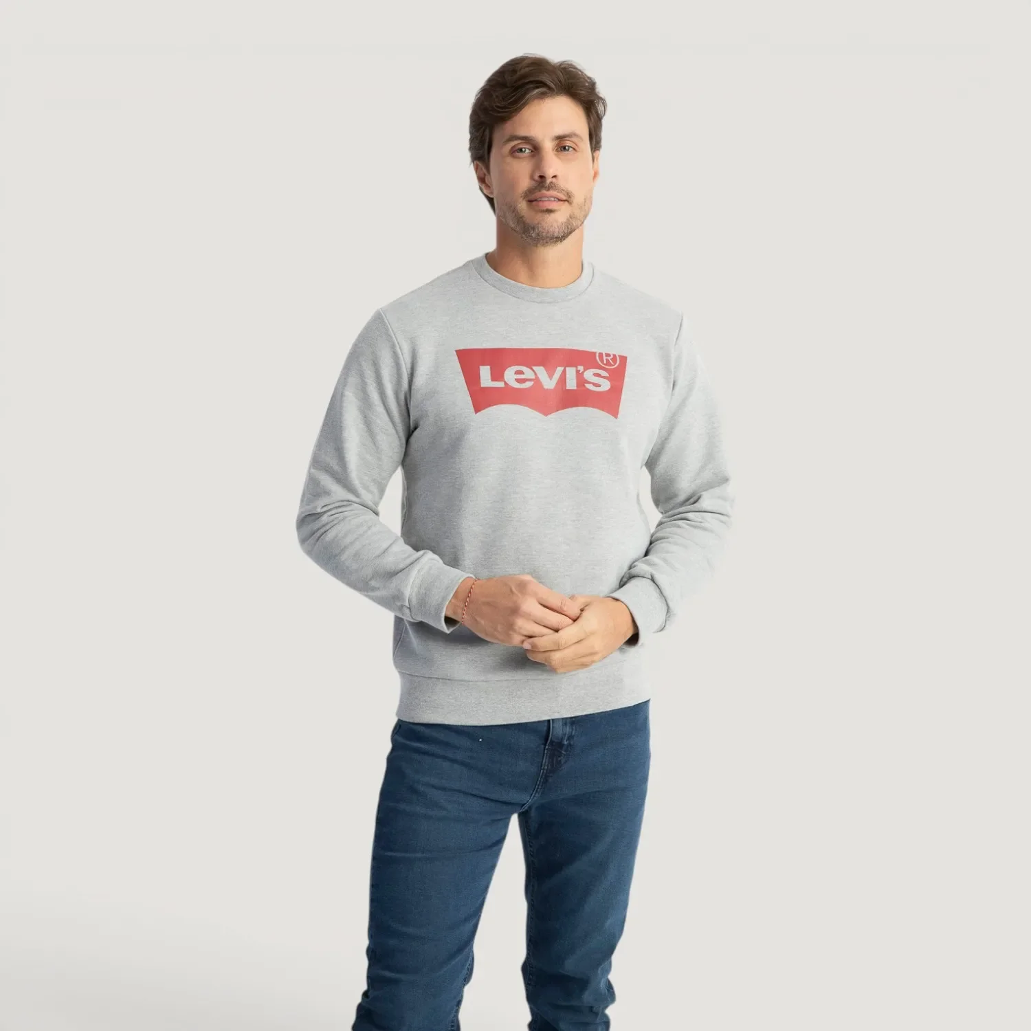 Moletom Levi's® Graphic Crew Sweatshirt Manga Longa Cinza