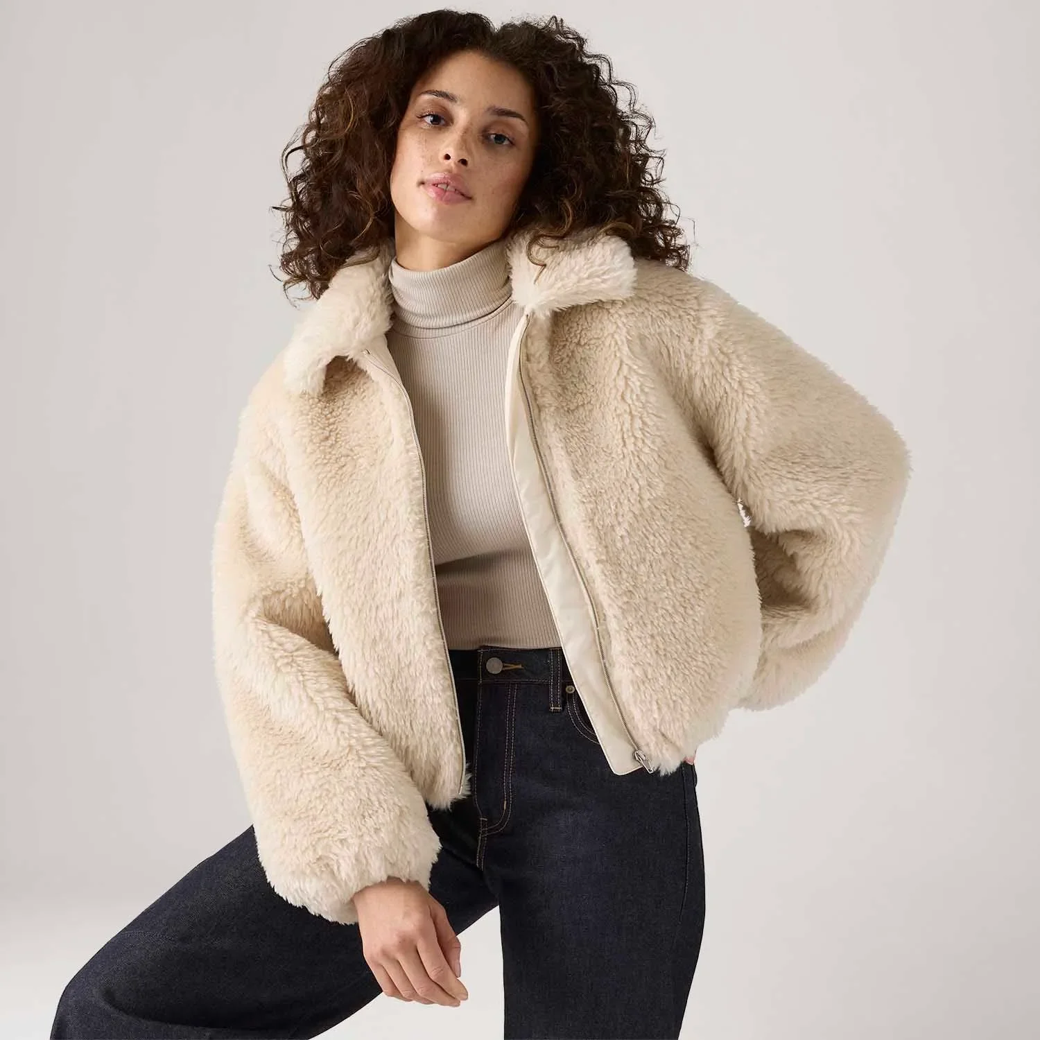 Casaco Levi's® Elle Sherpa Jacket Bege — imagem 1