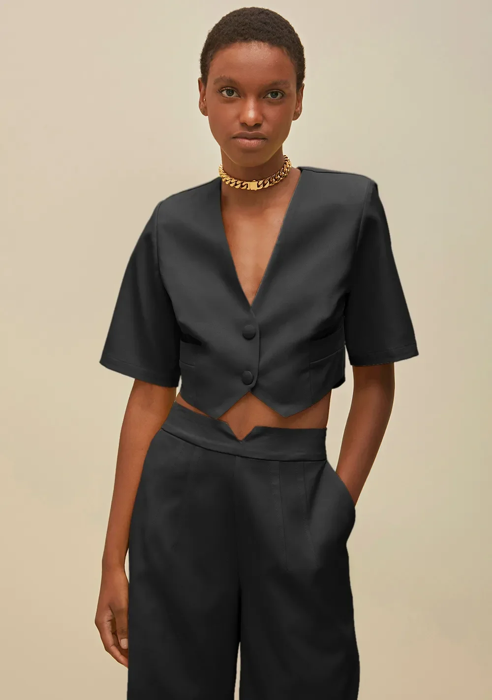 Blazer Morena Rosa Alfaiataria Preto — imagem 1
