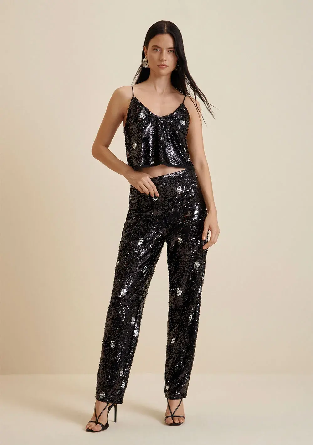 Blusa Morena Rosa Decote V Alça Amarração Costas Preto