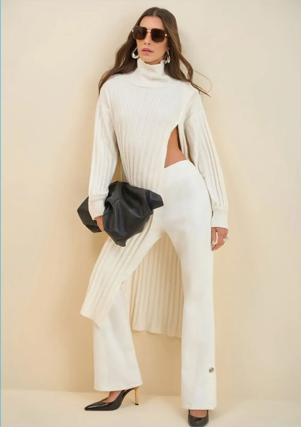 Calça Morena Rosa Boot Cut Alta Off White — imagem 1
