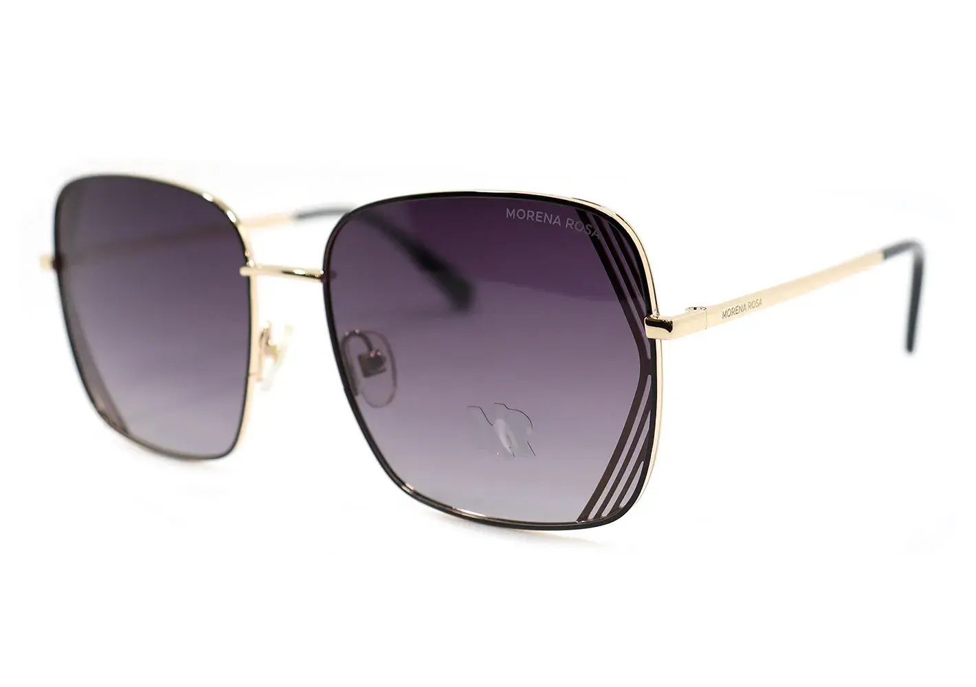 Óculos Morena Rosa Quadrado Detalhe Lente Dourado