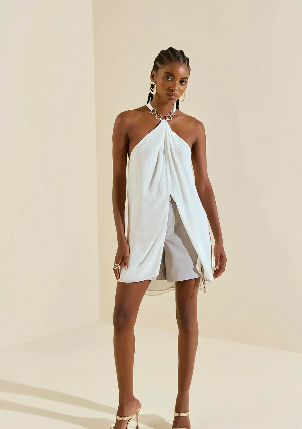 Shorts Morena Rosa Reto Alta Cinza — imagem 1