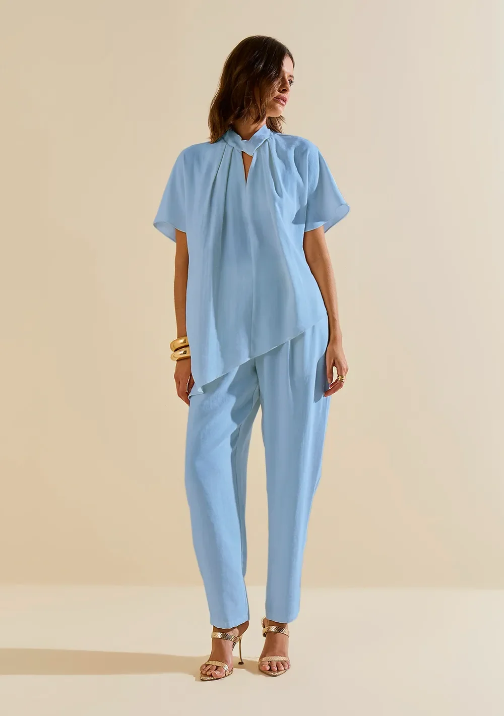 Calça Morena Rosa Reta Alta Azul