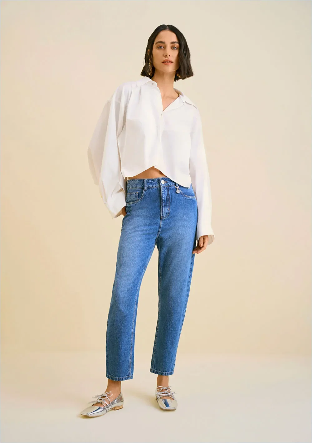 Calça Morena Rosa Mom Alta Azul — imagem 1