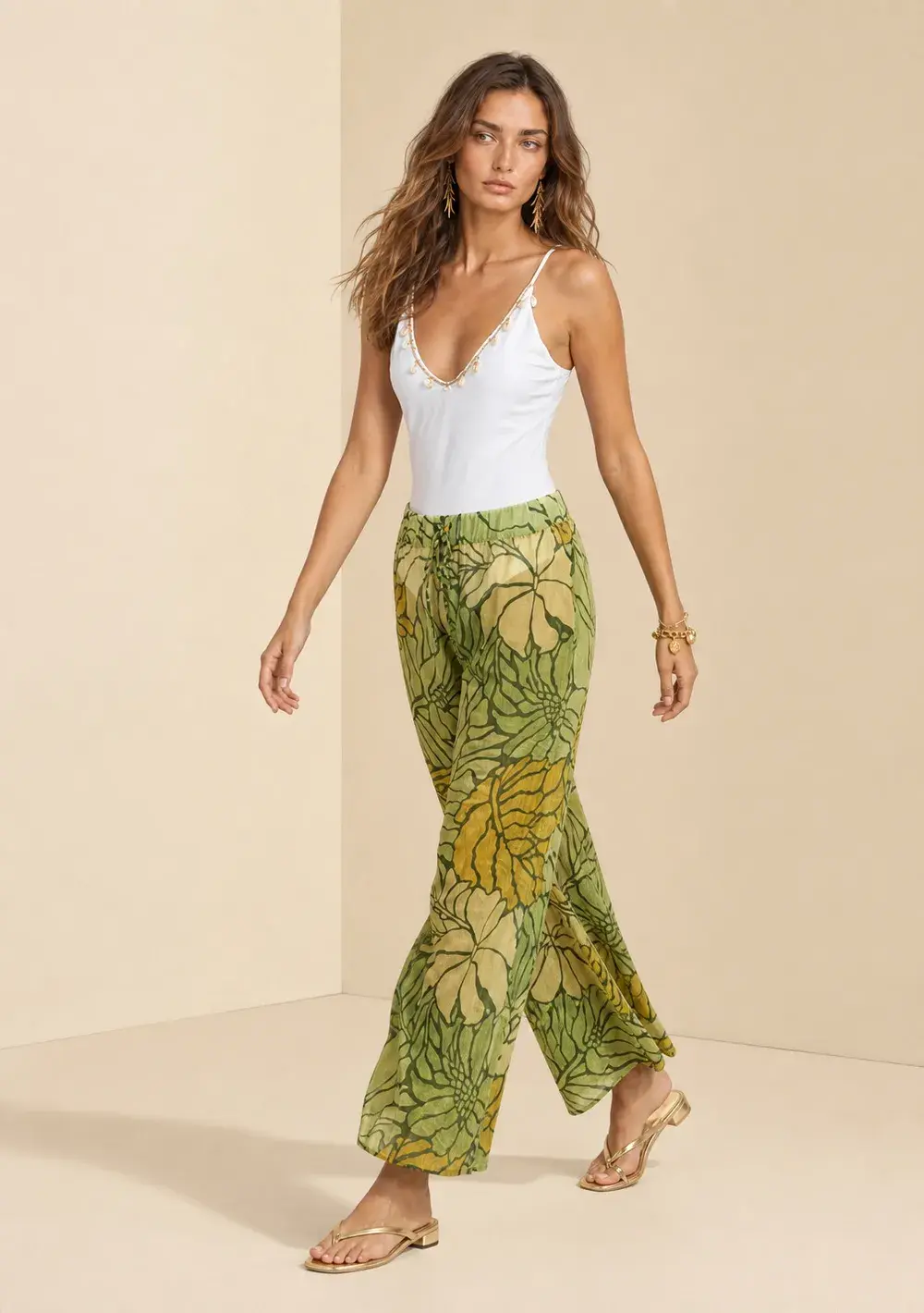 Calça Morena Rosa Wide Média Verde