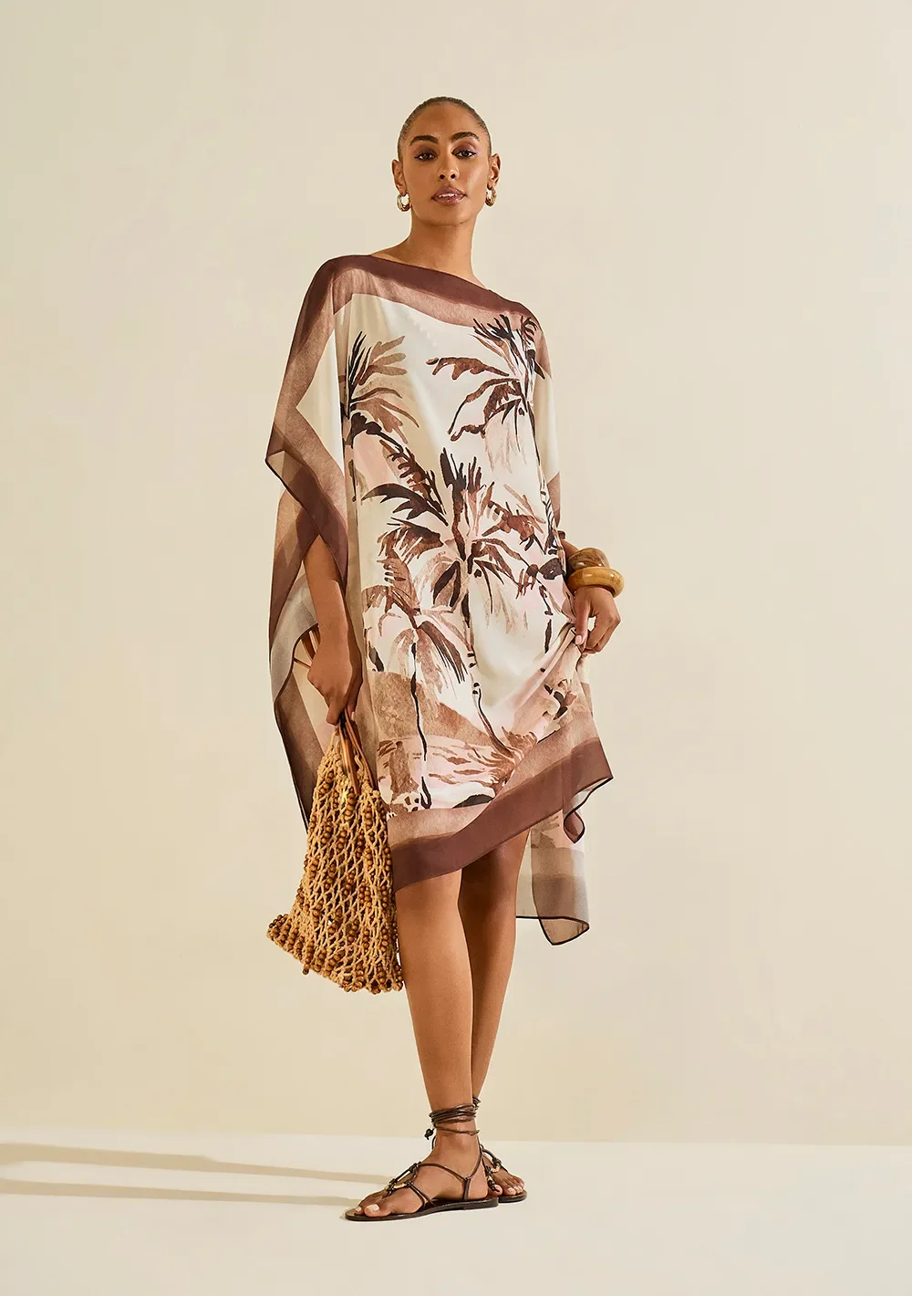 Vestido Solto Instinto Marrom / rosa — imagem 1
