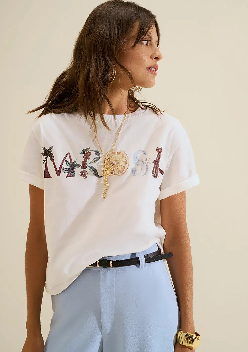 Camiseta Manga Curta Flora Off White