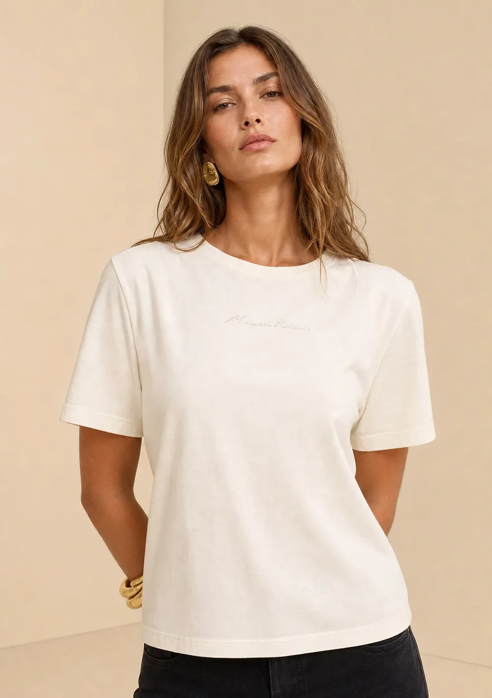 Camiseta Solta Moka Off White — imagem 1