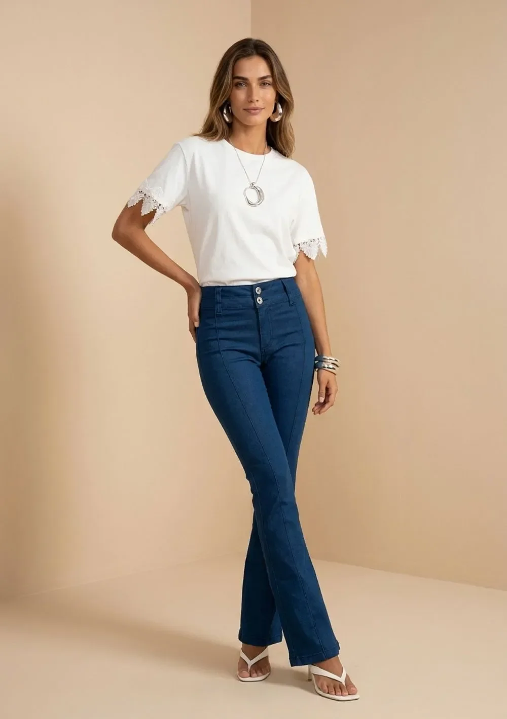 Calça Boot Cut Média Azul — imagem 1