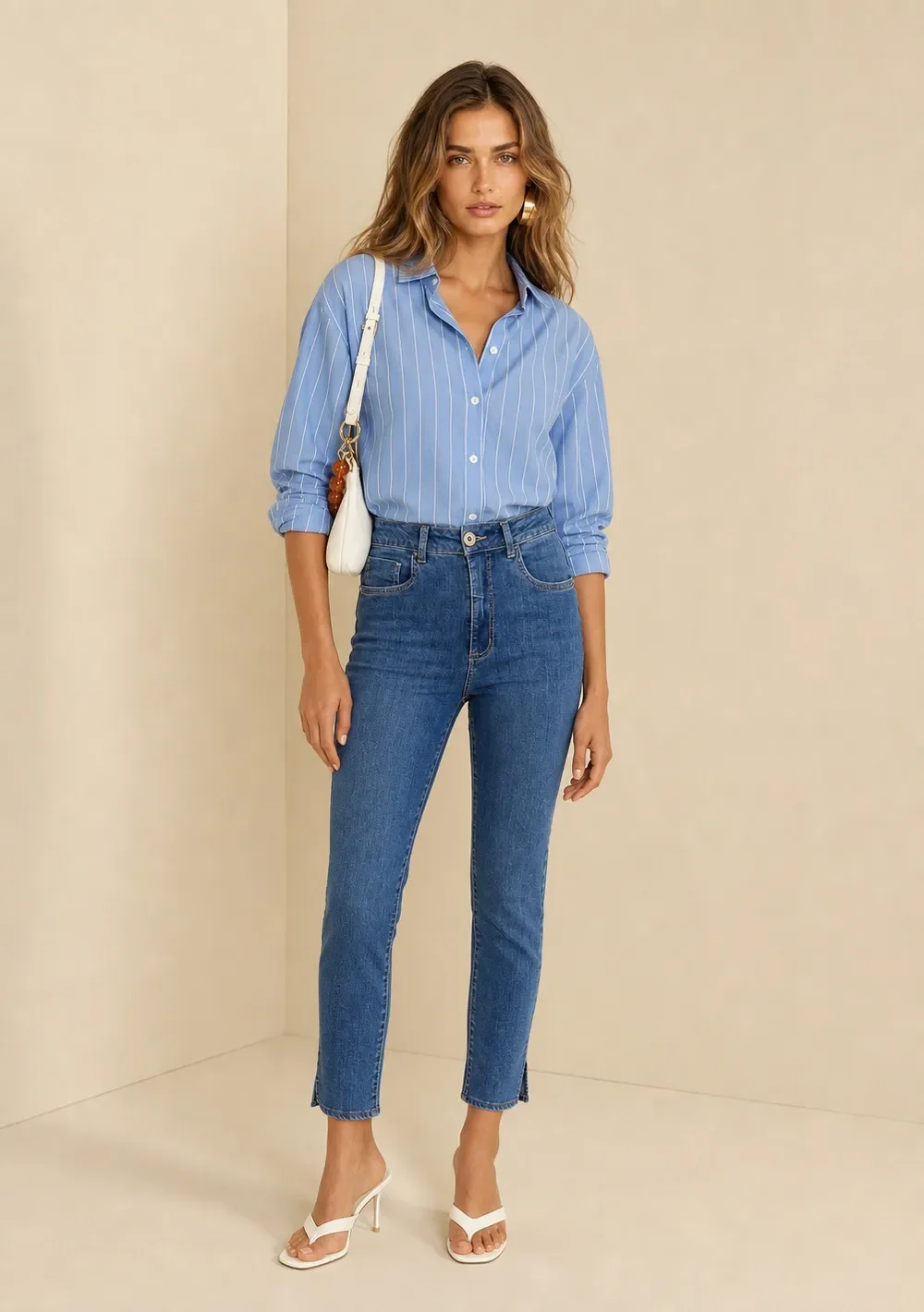 Calça Skinny Alta Azul — imagem 1