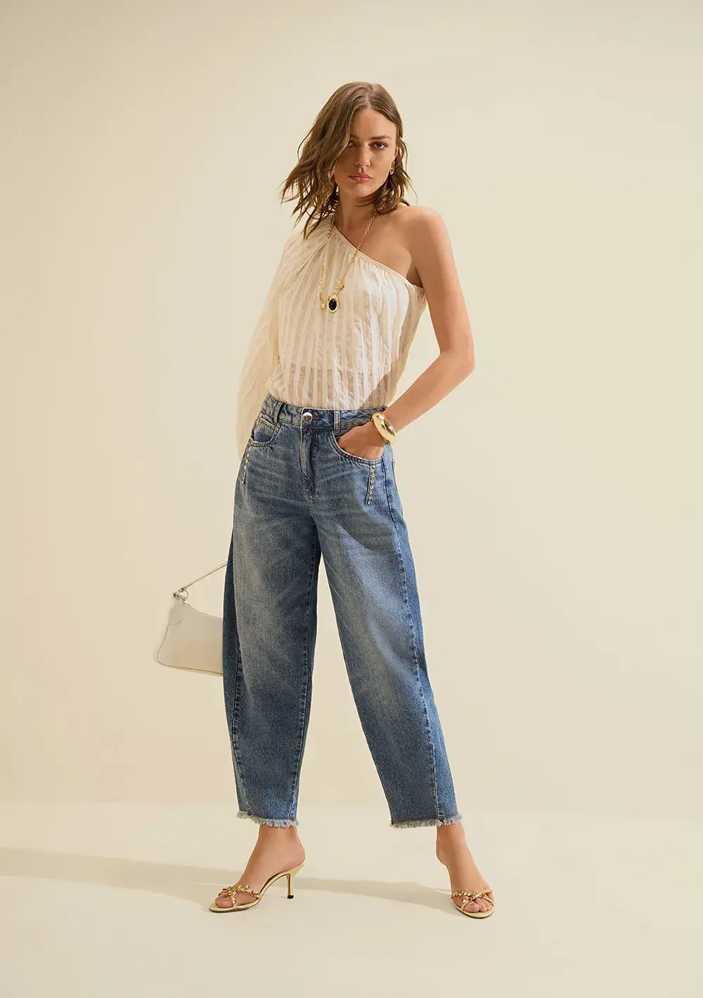 Calça Barrel Maré Azul