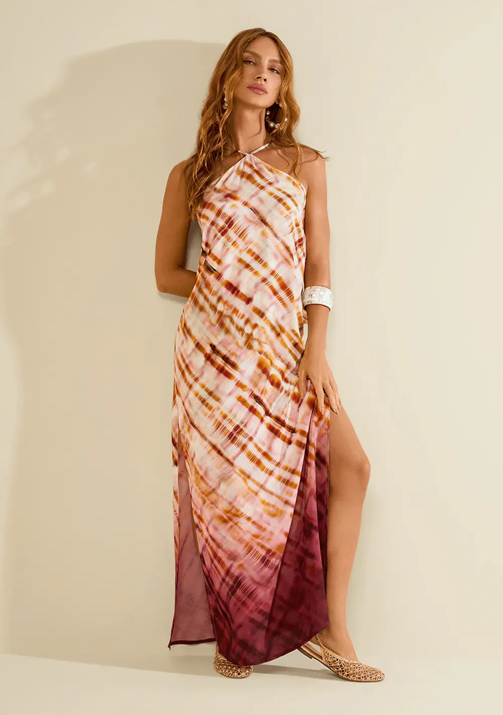 Vestido Morena Rosa Ajustado Decote Costas Sem Manga Longo Rosa