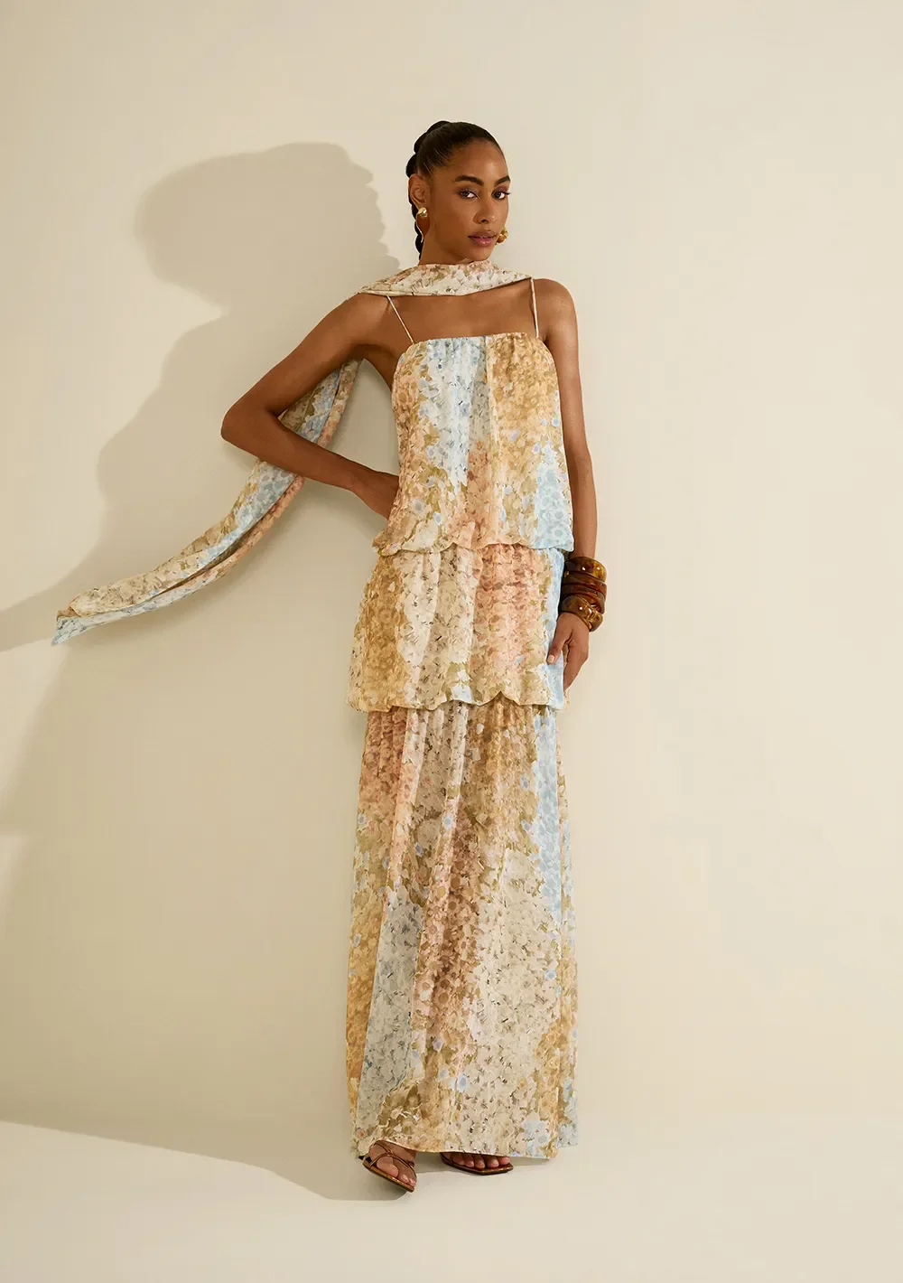 Vestido Longo Balonê Florescer Azul — imagem 1