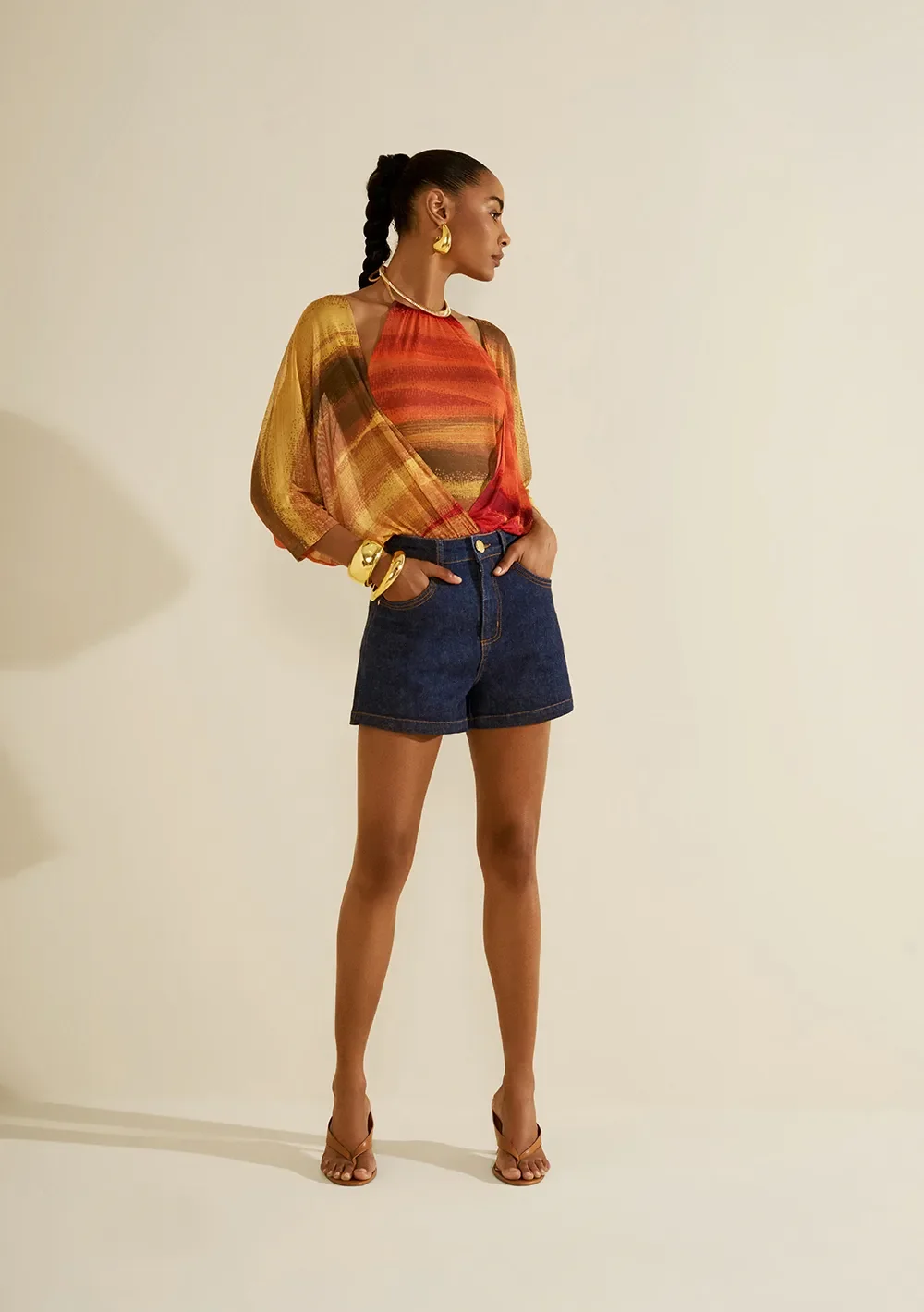 Shorts Morena Rosa Reto Alta Azul — imagem 1
