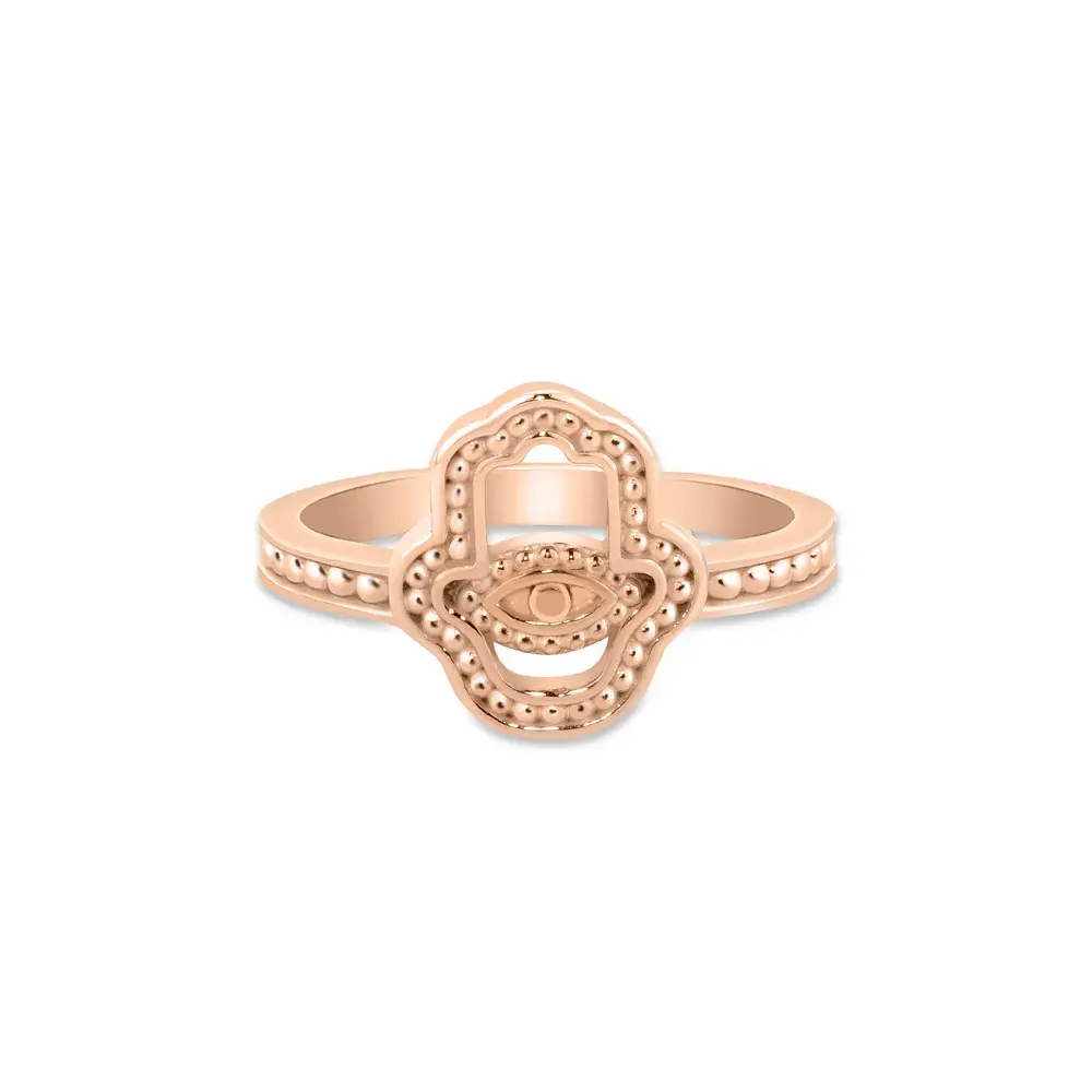 Anel Life Amuleto Hamsa em Liga Rosé com Banho de Ouro Rosé