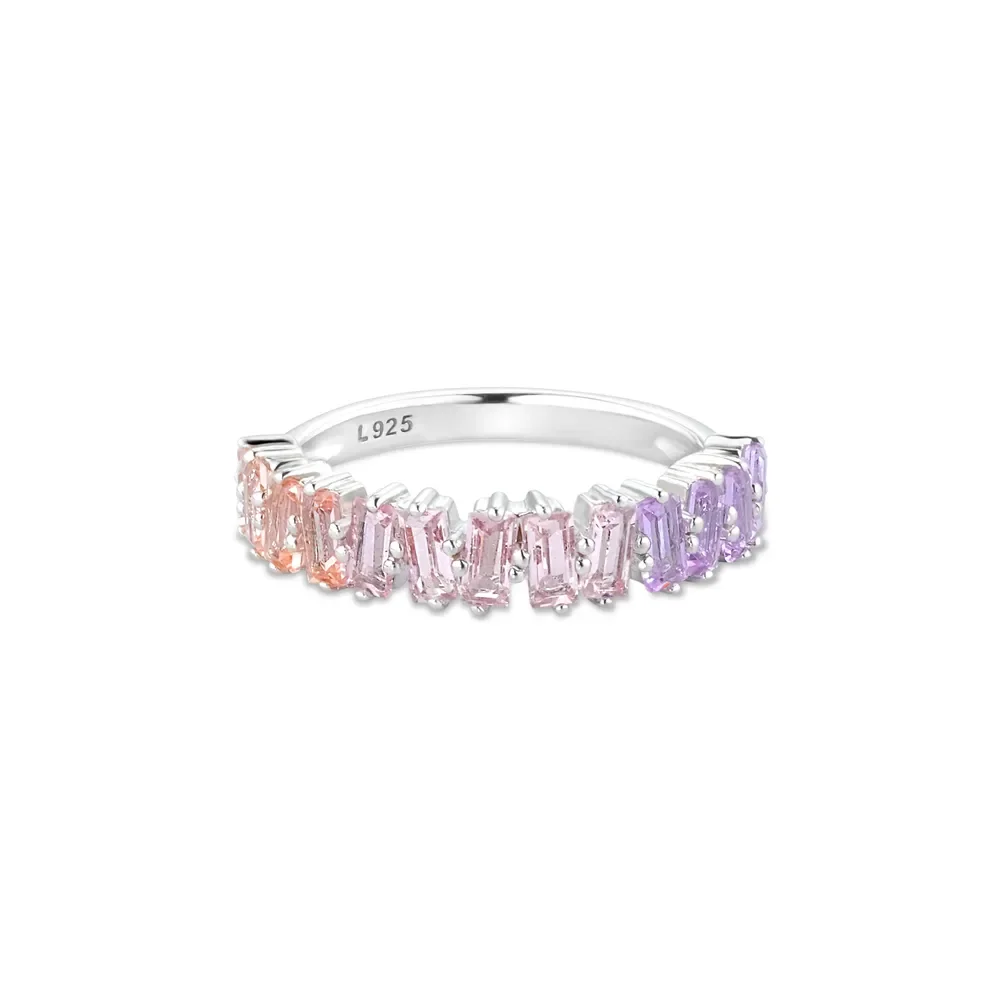 Anel Life Aurora em Prata 925 com Cristais Rosas e Roxos — imagem 1