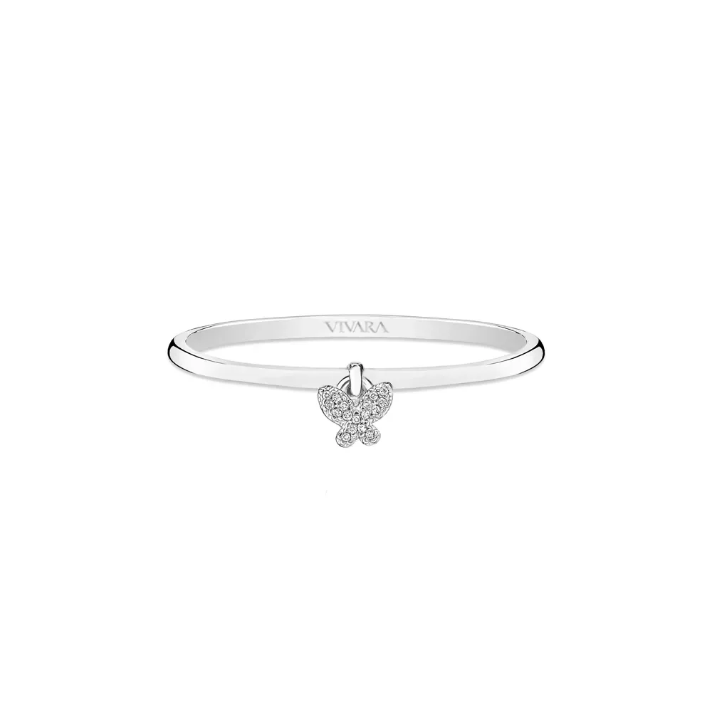 Anel Teens Borboleta em Ouro Branco 18k com Diamantes — imagem 1