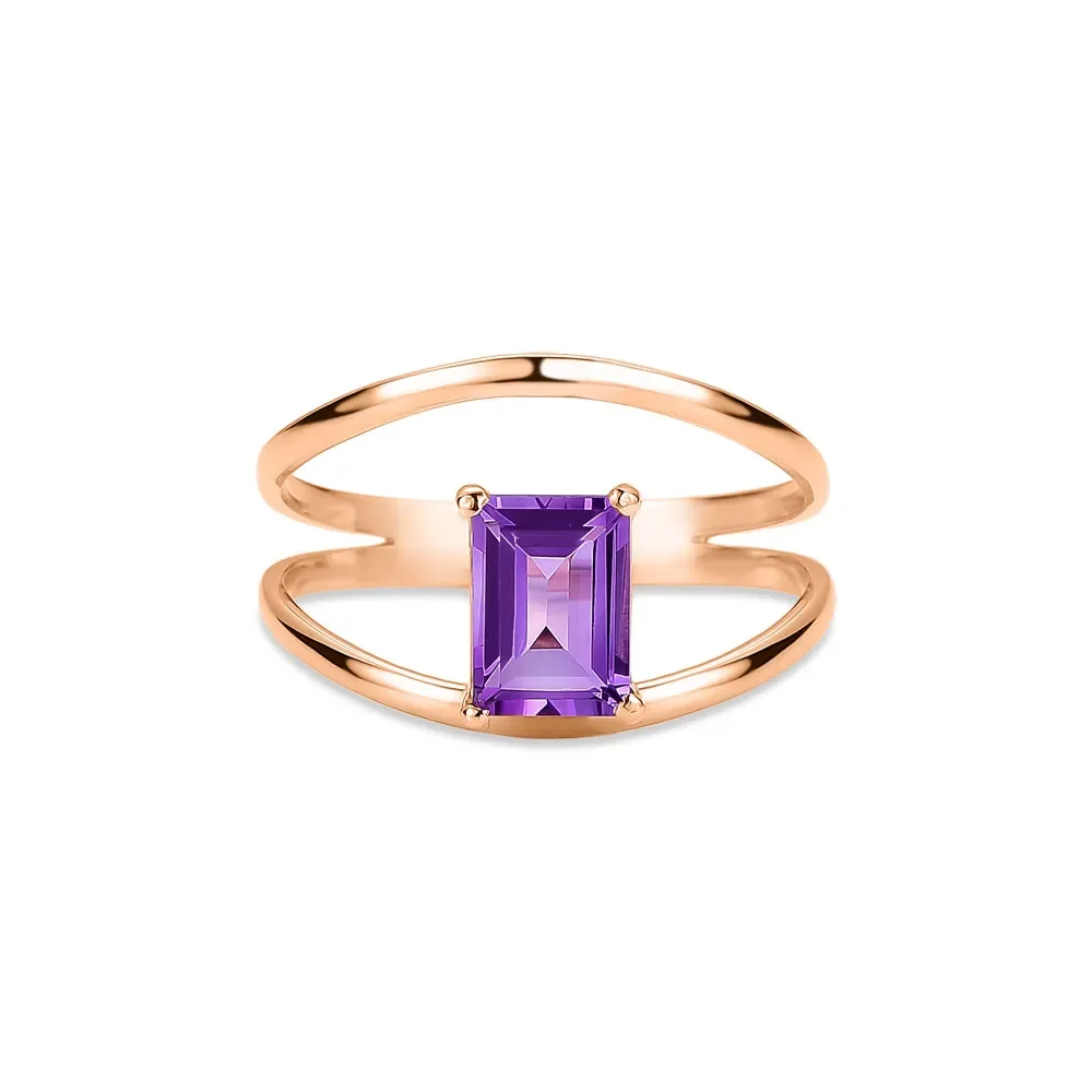 Anel Unique em Ouro Rosé 18k com Ametista Roxa — imagem 1