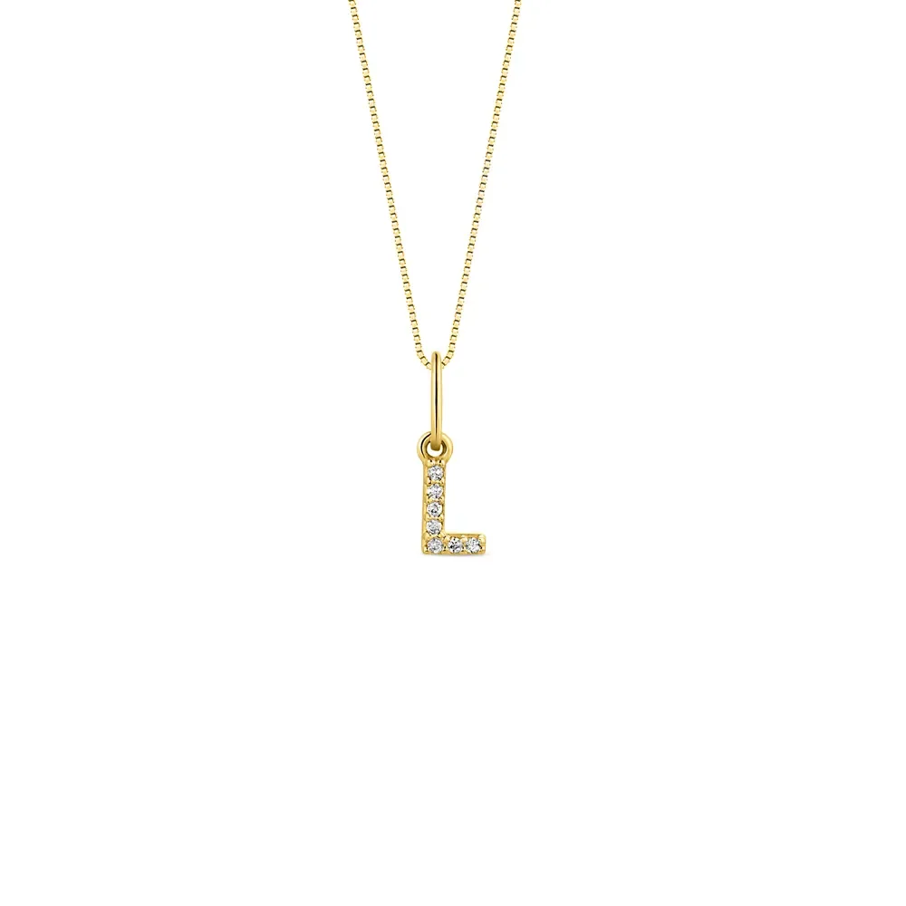 Pingente Letra L Ouro Amarelo e Diamantes — imagem 1