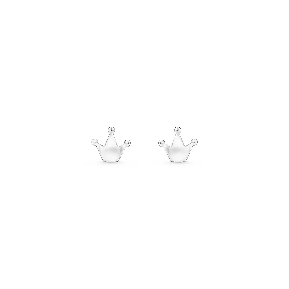 Brinco Baby Coroa em Ouro Branco 18k — imagem 1