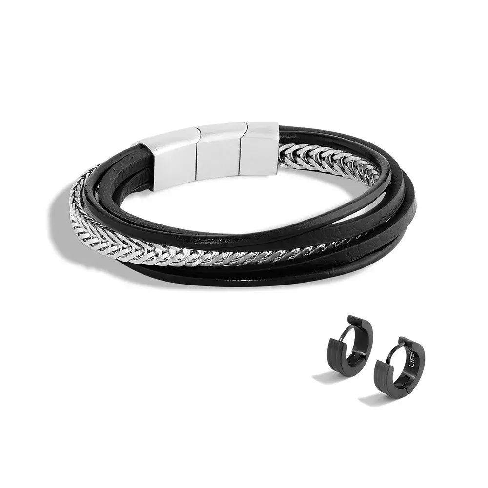 Kit Life Masculino Pulseira e Brinco