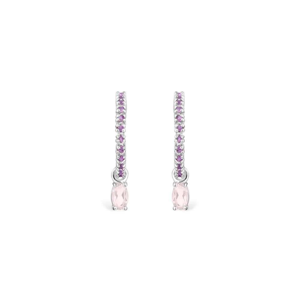 Argola Life Blend em Prata 925 com Quartzo Rosa e Ametista — imagem 1
