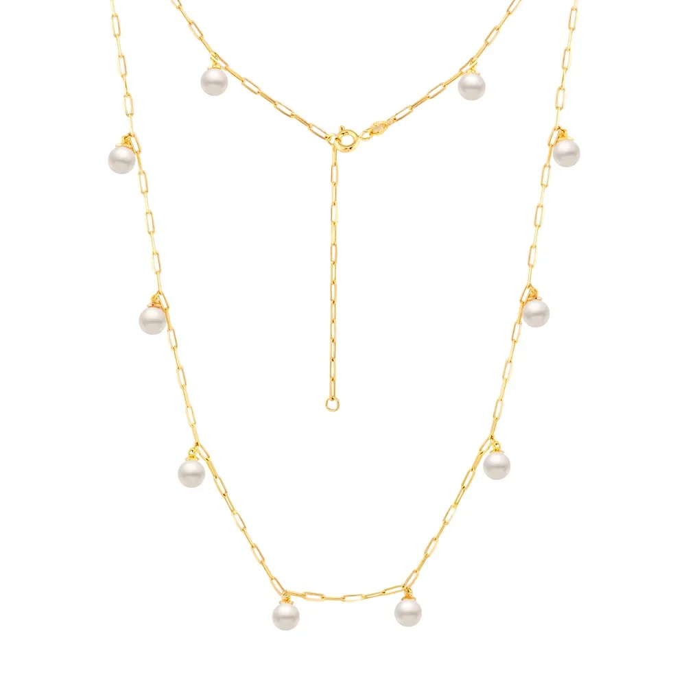 Colar Pop em Ouro Amarelo 18k com Pérolas, 45cm — imagem 1